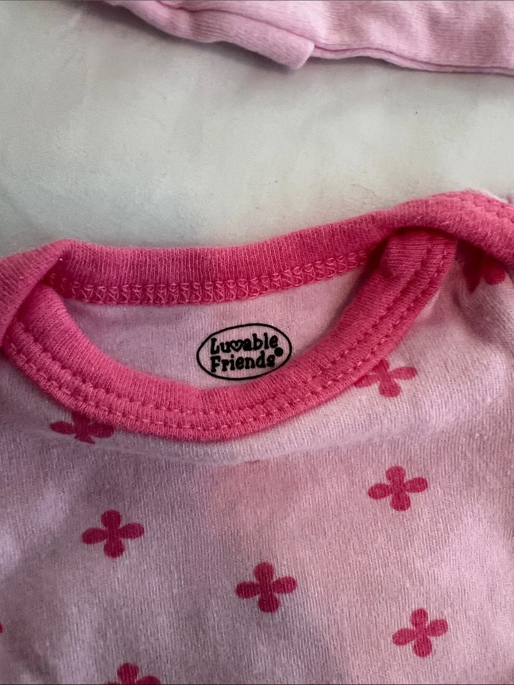 Luvable Friends 3-Pack Pink Long-Sleeve Bodysuits with Fox, Chevron & Clover